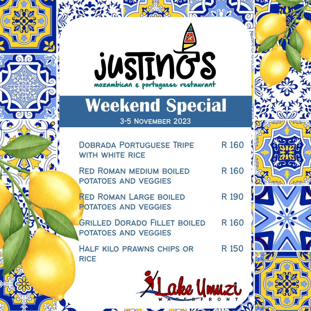 Justino's Weekend Menu 3 November Justino's Weekend Menu 3 November